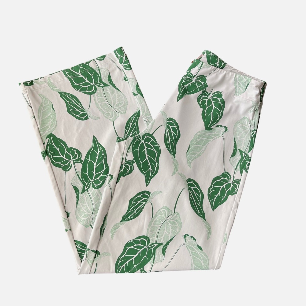 Persifor Winthrop‎ Pants Green White Tropical Leaf Print Straight Leg Size M USA